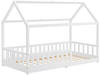 Juskys Kinderbett Marli 90 x 200 cm mit Rausfallschutz, Lattenrost & Dach - Holz