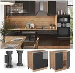 Vicco Unterschrank K&uuml;chenschrank K&uuml;chenm&ouml;bel Fame-Line Eiche Anthrazit modern 80