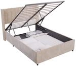 Juskys Polsterbett Savona 140x200 cm mit Stauraum, H3 Matratze, Samt-Bezug, bis 250kg