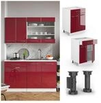 VICCO Schubunterschrank 60 cm Bordeaux Hochglanz K&uuml;chenschrank H&auml;ngeschrank