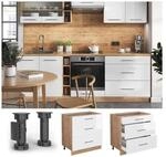 Vicco Schubladenunterschrank K&uuml;chenschrank K&uuml;chenm&ouml;bel Fame-Line Eiche Wei&szlig; 80 cm