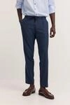 Tapered Fit Bundfaltenhose mit elastischem Bund und Kordelzug in marine