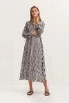 Blusenkleid mit Print aus reiner Viskose mit verdeckter Knopfleiste in marine