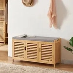 Schuhschrank Selk mit Sitzfl&auml;che Bambus [en.casa]
