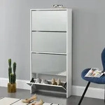 Schuhkipper Vogar mit 4 T&uuml;ren 134x63x17 cm Wei&szlig; [en.casa]