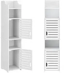 Badezimmerschrank Mora 135x32x32 cm mit 3 Ablagen WPC Wei&szlig; en.casa