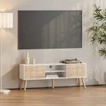 Fernsehtisch Eskilstuna mit 2 Schrankt&uuml;ren und 2 Ablagen Wei&szlig;/Eiche [en.casa]