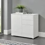 Sideboard Paarl mit 2 T&uuml;ren 74x79x36 cm Wei&szlig;, hochglanz [en.casa]