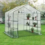 Gew&auml;chshaus Gr&uuml;nau mit Ablagen 200x200x220cm Transparent [en.casa]