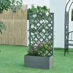 Pflanzkasten mit Spalier Amstelveen 135x65x30 cm Grau [en.casa]