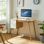 Schreibtisch Tysv&aelig;r 75x105x48 cm Bambus/Cremewei&szlig; [en.casa]