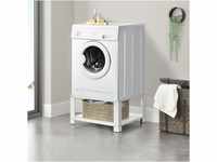 [en.casa] Waschmaschinen-Sockel Courtavon mit Ablage Stahl Weiß