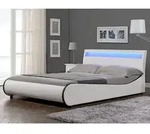 LED Polsterbett Valencia 180x200cm Wei&szlig; mit schwarzer Kante [Corium]