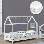 Kinderbett Sisimiut mit Matratze 80x160 cm Wei&szlig; [en.casa]