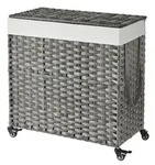 W&auml;schekorb &brvbar; grau &brvbar; Rattan,Metall,Naturfaser &brvbar; Ma&szlig;e (cm): B: 66 H: 66