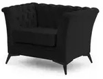 S-STYLE Chesterfield Sessel Wilhelm &brvbar; schwarz &brvbar; Ma&szlig;e (cm): B: 116 H: 78