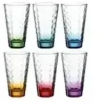 LEONARDO Gl&auml;serset 6er Set Optic &brvbar; mehrfarbig &brvbar; Glas &brvbar; Ma&szlig;e (cm): B: 8 H: 13,7