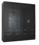Dreht&uuml;renschrank 4 t&uuml;rig Celle &brvbar; schwarz &brvbar; Ma&szlig;e (cm): B: 181 H: 197 T: 54.0