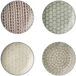 Bloomingville Karine Teller, Steingut 4er, &Oslash; 20 cm, 4 verschiedene Farben
