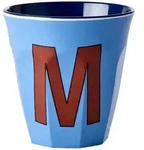 RICE Melamin Becher Buchstaben, &Oslash;9 x H9cm, mehrfarbig, M1