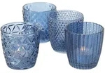 Boltze Windlicht Marilu 4er Set, &Oslash; 7,5 cm, H&ouml;he 7,5 cm, blau