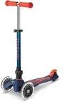 Micro Mini Deluxe klappbarer Kinderroller LED Marineblau - h&ouml;henverstellbar,