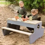 Sand- und Wassertisch mit Bank-Set f&uuml;r Kinder holzfarben 100x90x50 cm Zypressenholz,