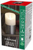 LED Kerze mit silberfarbener Banderole - Echtwachs - 3D Flamme - Timer - H: 13,5cm,