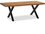 Couchtisch Akazie Massivholz 120x60 cm mit Baumkante, X-Gestell