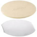 Runder Pizzastein mit Aluminium-Servierblech, &Oslash; 26 cm