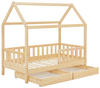 Juskys Kinderbett Marli_STR_OS (160 x 80 cm, natur mit Bettkasten) 80 x 160 cm