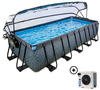 EXIT Swimming Pool rechteckig Premium 540 x 250 x 100 cm grau inkl. Sonnendach +