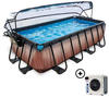 EXIT Swimming Pool rechteckig Premium 400 x 200 x 100 cm braun inkl. Sonnendach +