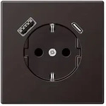 JungSCHUKO-Steckdose mit USB-Ladeger&auml;t Typ C+A (Dark)