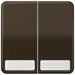 Wippe f&uuml;r Serienschalter, Doppel-Taster mit Schriftfeldern 9x27 mm (braun)