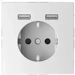 Merten SCHUKO-Steckdose mit USB Ladestation, System Design, Lotoswei&szlig;