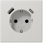 JungSCHUKO-Steckdose mit USB-Ladeger&auml;t Typ C+A (lichtgrau)