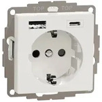 Merten SCHUKO-Steckdosemit USB Ladeger&auml;t Typ A und Typ C, 3,0 A, System M