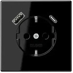 JungSCHUKO-Steckdose mit USB-Ladeger&auml;t Typ C+A (schwarz)
