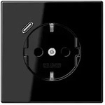 JungSCHUKO-Steckdose mit USB-Ladeger&auml;t Typ C (schwarz)