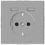 Merten SCHUKO-Steckdose mit USB Ladestation, System Design, Edelstahl (lackiert)