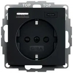 GiraSCHUKO-Steckdose 16 A 250 V~ mit Shutter und USB-Spannungsversorgung 2fach Typ A