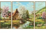 L&auml;ndliche Idylle Triptychon &ndash; Malen nach Zahlen