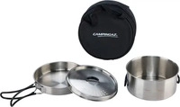 Campingaz 2197185, Campingaz Topf-Set Trekking Kit, 3-teilig (Edelstahl, 1 Topf + 1