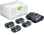 Festool Energie-Set SYS 18V 4xTBX4/TCL6DUO, 4x 18 V Tabless Akkupack mit 4,0 Ah