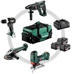 Metabo Combo Set 18V Akkuschrauber Winkelschleifer Kombihammer Stichs&auml;ge +...