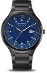 Bering Herren Armbanduhr 14442-727 Slim Solar Edelstahl schwarz