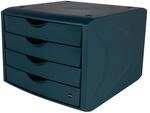 Helit Schubladenbox m.Auszugssperre 4 Schubl.blau H215xB265xT332mm H6429534