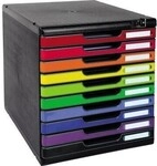Exacompta Schubladenbox MODULO 332014D A4 10Sch&uuml;be farbig +Schloss 127032392