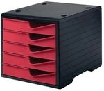 Styro Ablagebox 5 Schubl.schwarz/cranberry Polyl H255xB270xT340mm 275-8430.2291